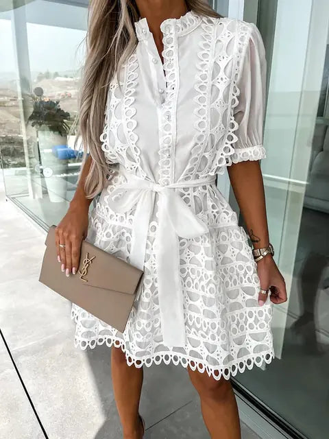 Patchwork Lace Mini Dress